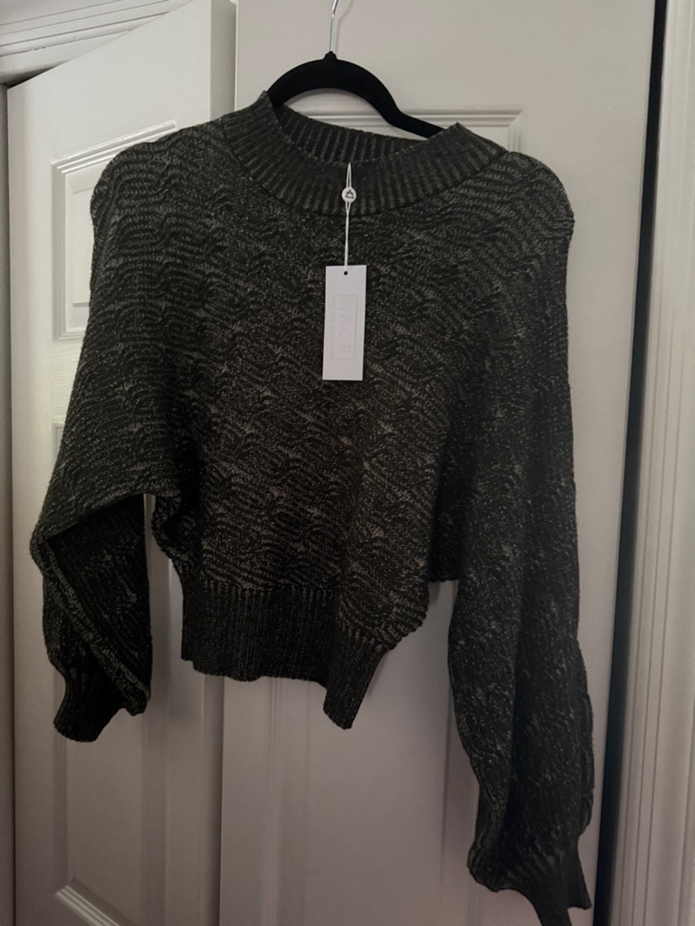 Sage Olive CableKnit Crewneck Sweater preppy academica but sexy cropped oversize